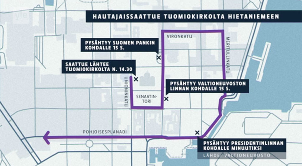 Koivisto matus muudab Helsingis liikluskorraldust