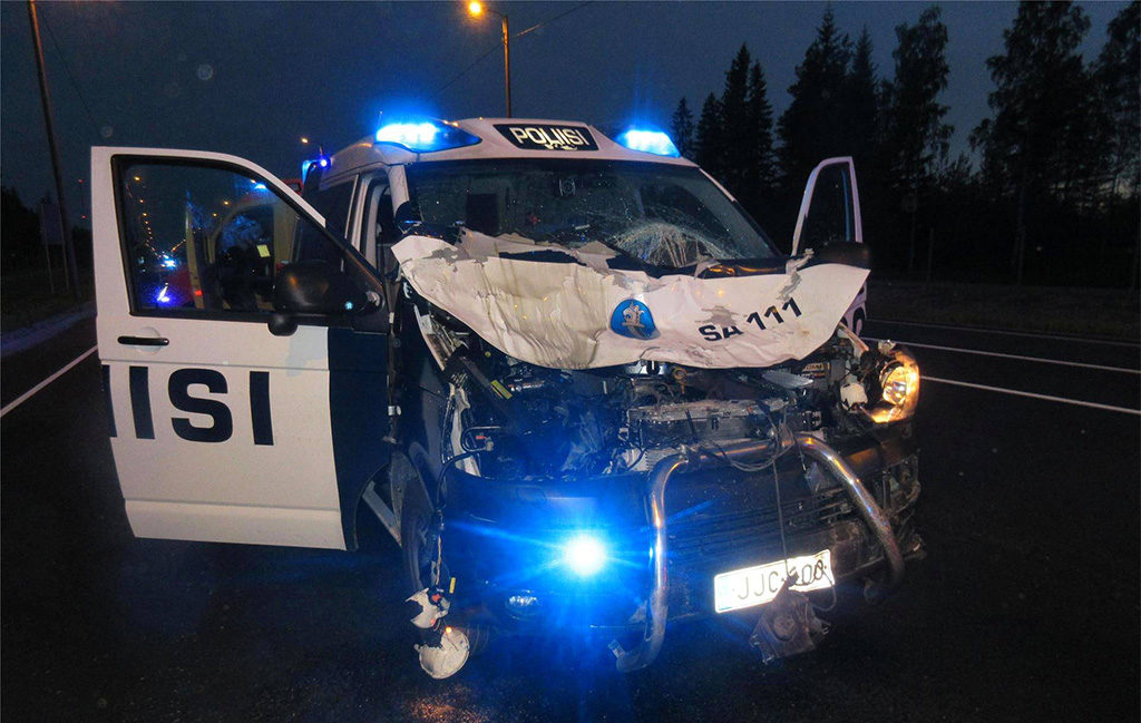 Väljasõidul poliseiauto põrkas põdraga kokku