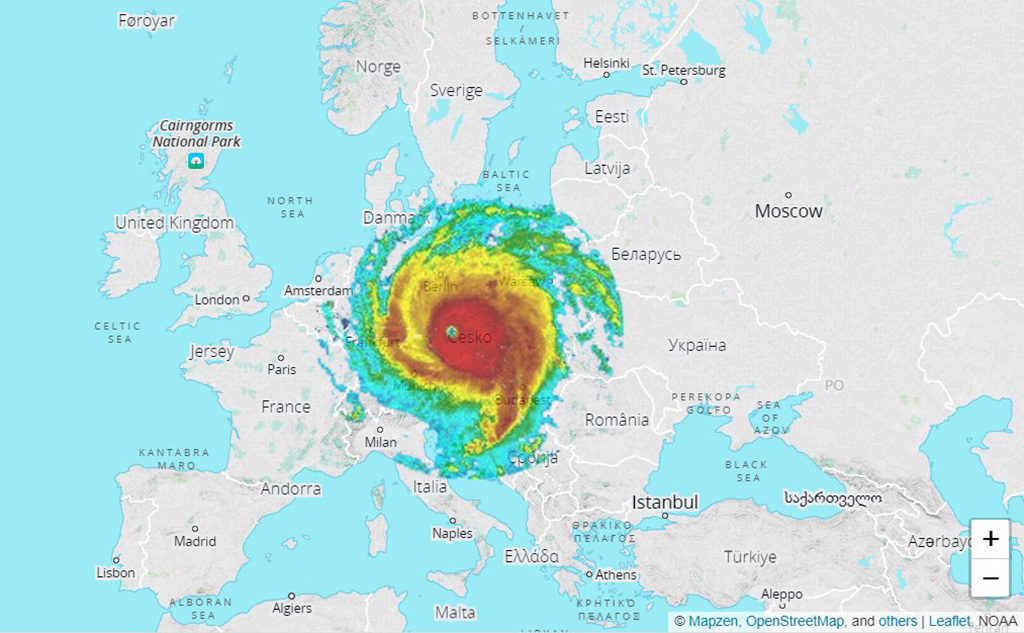 Kui suur on Irma võrdluses Euroopaga?