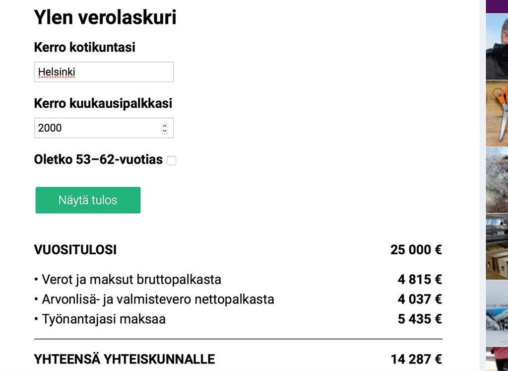 Kui palju maksad Soomes makse ja millele maksuraha kulub? Vaata järgi Yle maksukalkulaatorist