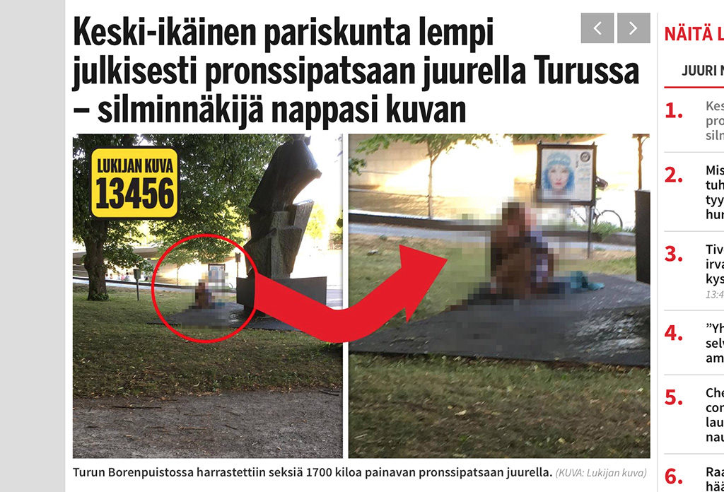 Turu linnas seksis paar pronkskuju juures