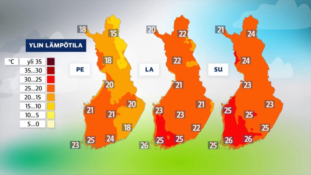 Soomes läheb ilm väga soojaks, kuum ilm jõuab isegi Lapimaale