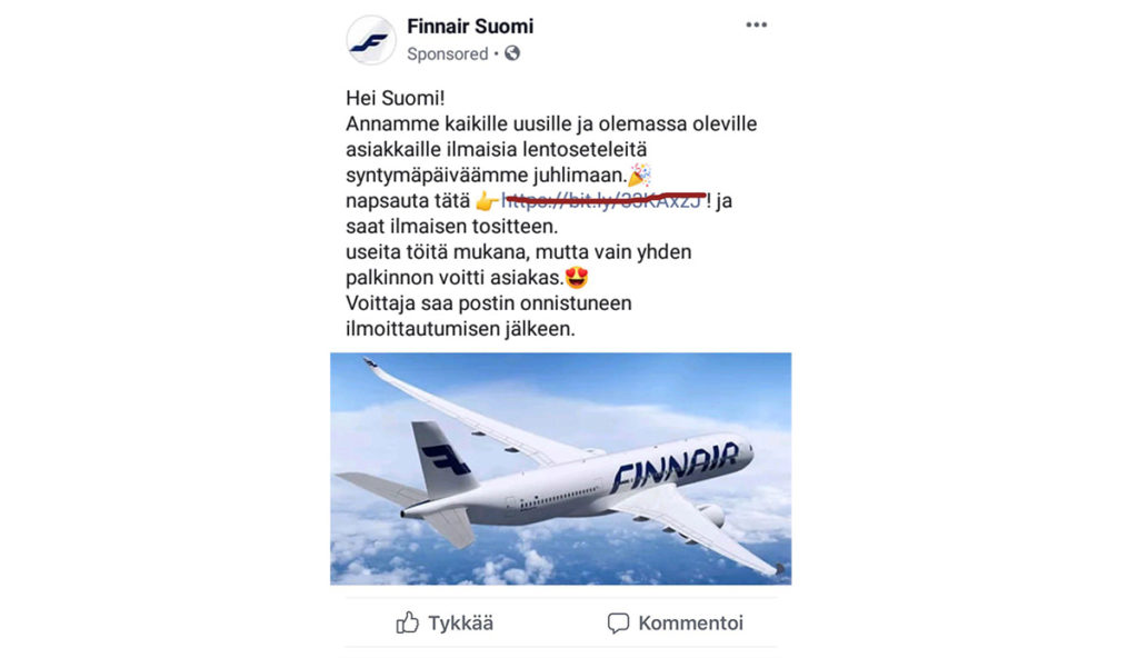 Finnair hoiatab petupakkumiste eest