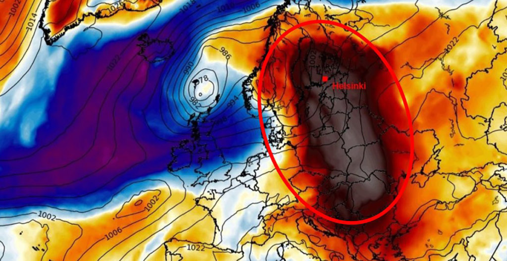 Suur kuum õhumass ulatub läbi Euroopa Soomeni välja