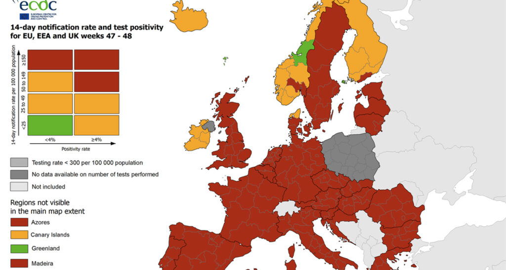 Uus suur Euroopa koroona-kaart ja tabel: Vaata, kus on Soome ja kuhu on tõusmas Eesti!