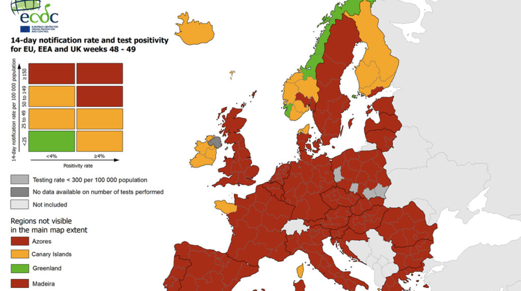 Euroopa suur koroonakaart ja tabel – vaata, kus on Soome ja kus on Eesti!