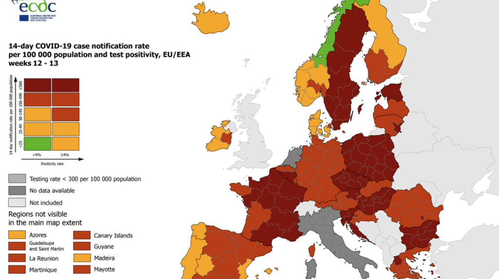 Värske koroona ülevaade Euroopas: Eestis olukord jätkuvalt väga hull, Soome senine hea olukord paraneb