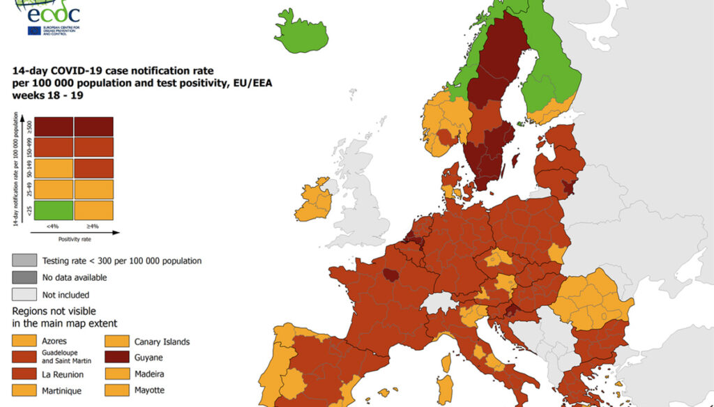 Koroona ülevaade Euroopas: Soome tase püsib madal, Eesti oma kõrge