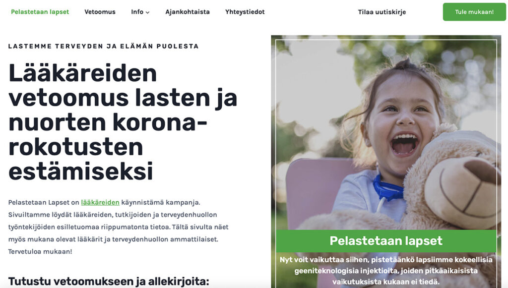 Soome laste koroona vastu vaktsineerimise ärahoidmise algatusega on liitunud ka eestlastest arstid