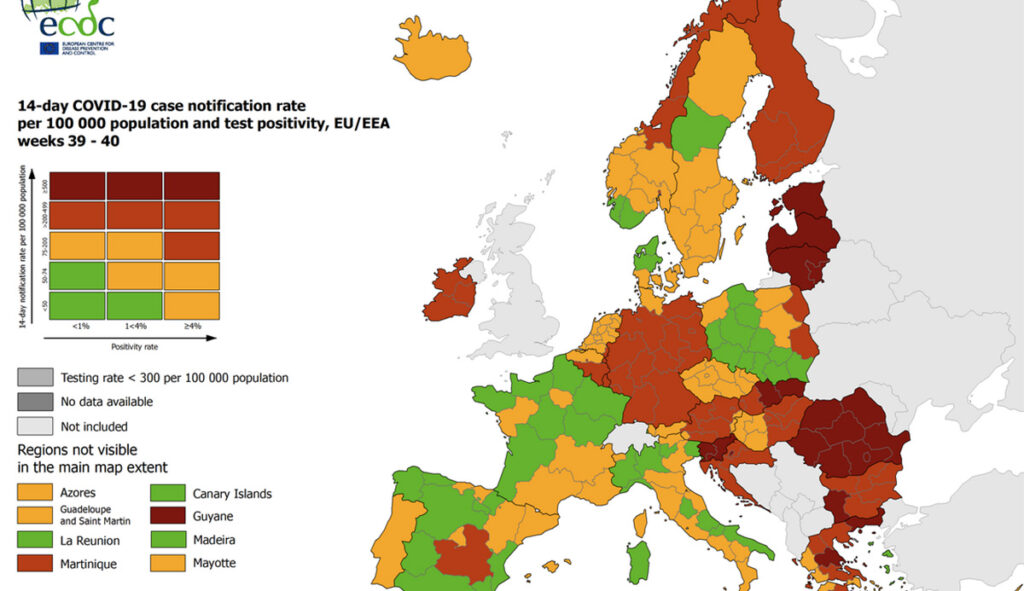 Soome värvus Euroopa koroonakaardil punaseks ja sinna reisimist enam ei soovitata