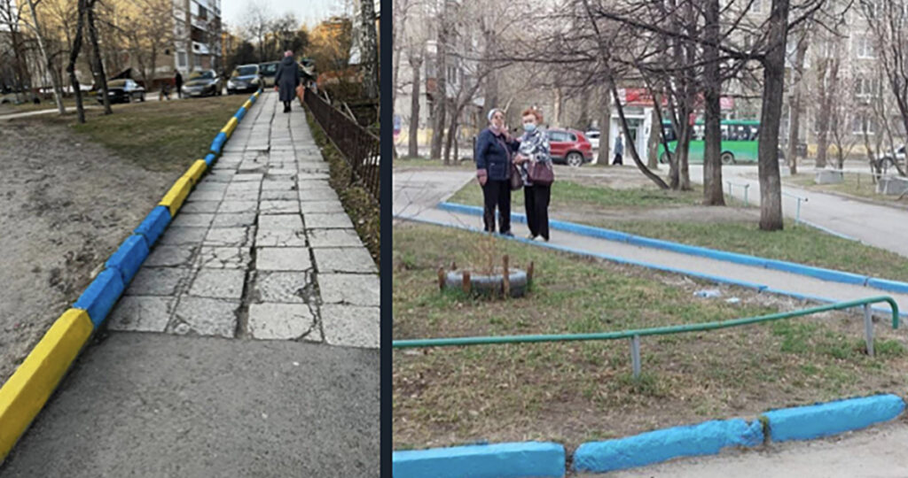 PILTUUDIS: Venemaal värviti üle Ukraina värvides äärekivid