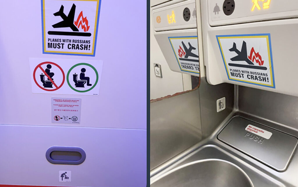 Lennukitesse on hakatud kleepima venelaste-vastaseid kleepse