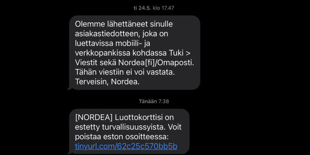Ettevaatust: Soome Nordea panga nimel levivad petukirjad