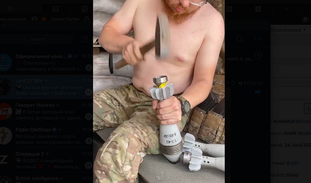 VIDEO: 82 mm mürsu ümbertegemine RPG-7 granaadiheitja moonaks Ukrainas