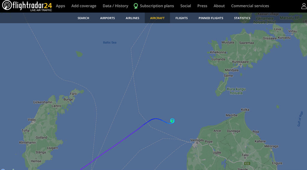 Läti ranniku lähedal kukkus lennuk merre