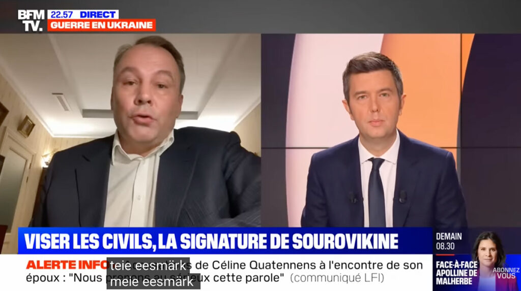 Vene riigiduuma aseesimees Prantsuse televisioonis: Vene väed on olnud Pariisis ja Berliinis, kiiret edasiliikumist Ukrainas takistab soov kaitsta tsiviilelanikke