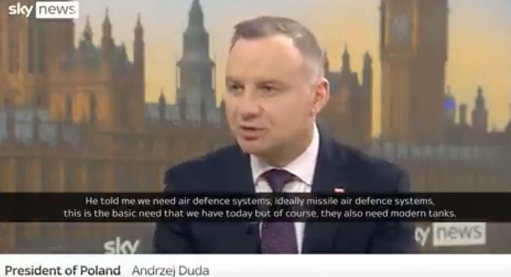 Poola president: sõda ei lõppe niipea, Putini eesmärk on Lääs ära kurnata ja rünnata veel mõnda riiki