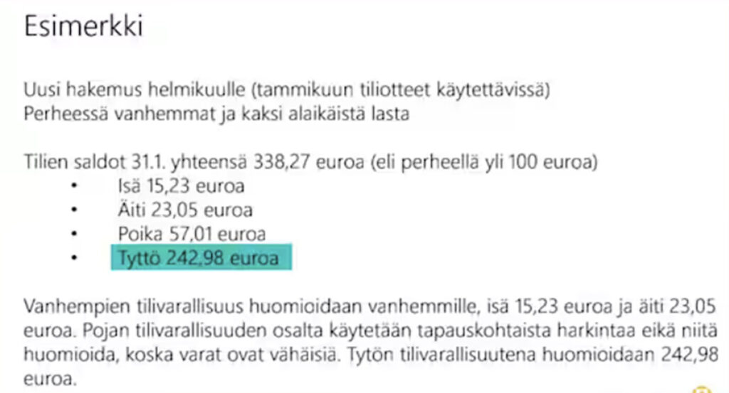 Soome Kela salajane juhend: lapse kontol olev raha võib vähendada pere toimetulekutoetust