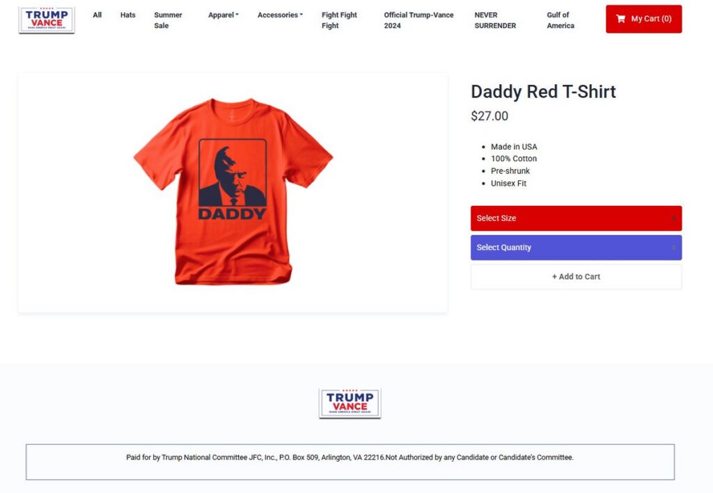 USA-s tulid müügile Trumpi pildiga isakese-särgid