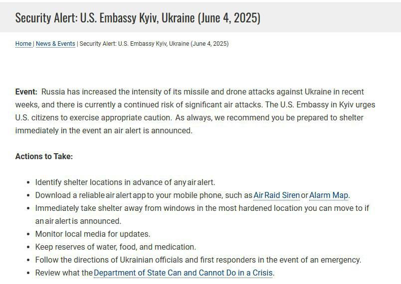 USA saatkond Kiievis edastas hoiatuse