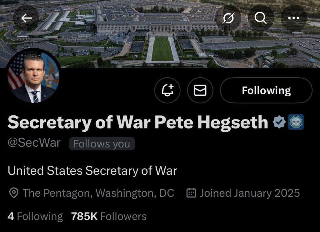 USA-s taastati sõjaministeerium