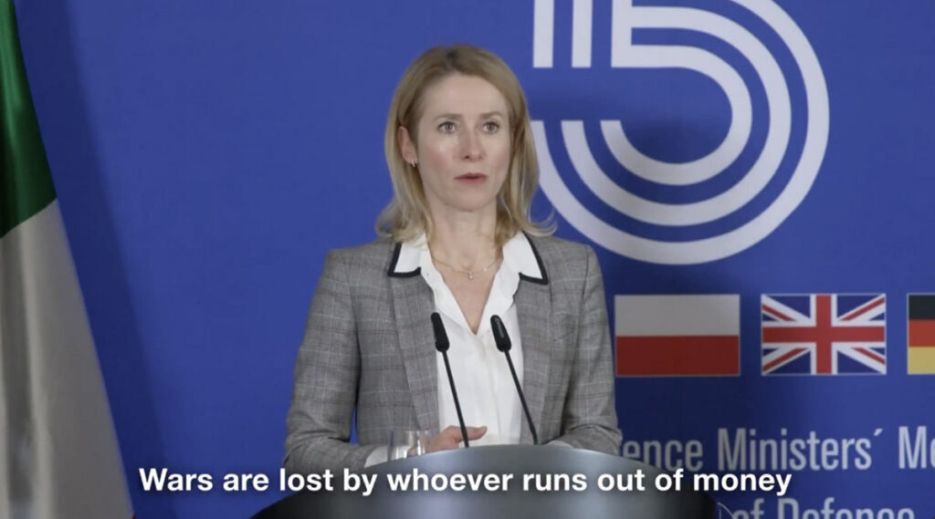 Kallas: sõja kaotab see, kellel saavad esimesena otsa raha või sõdurid