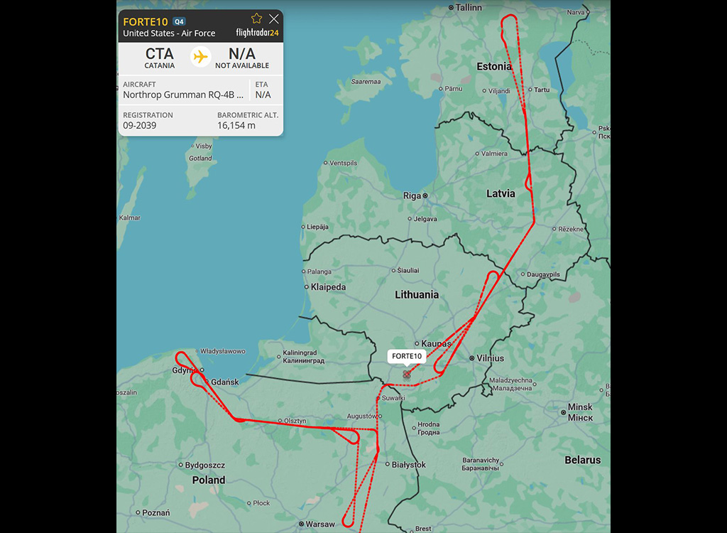 USA luuredroon kaotas Kaliningradi lähedal ühenduse ja pöördus tagasi baasi