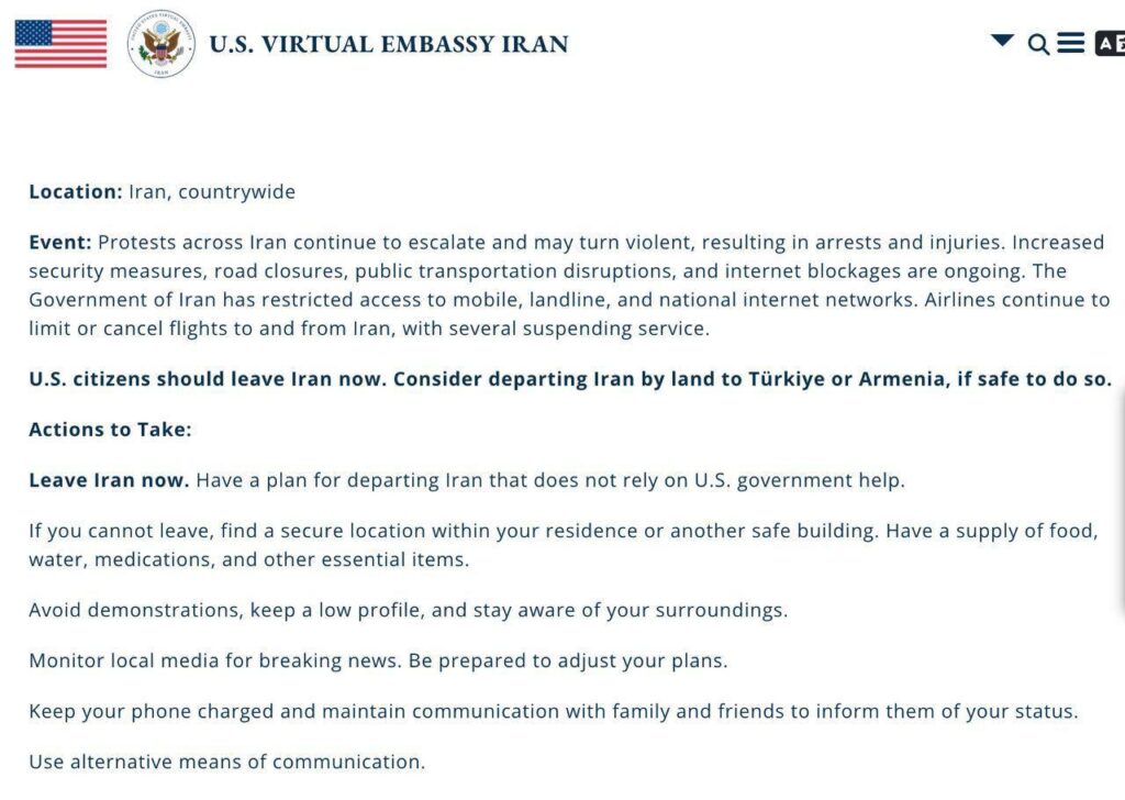USA kutsub kodanikud kiirkorras Iraanist ära