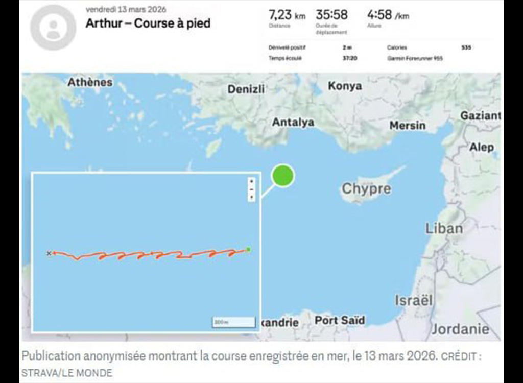 Prantsuse laevakomandör avalikustas sõjalaeva asukoha oma trenniäpi kaudu