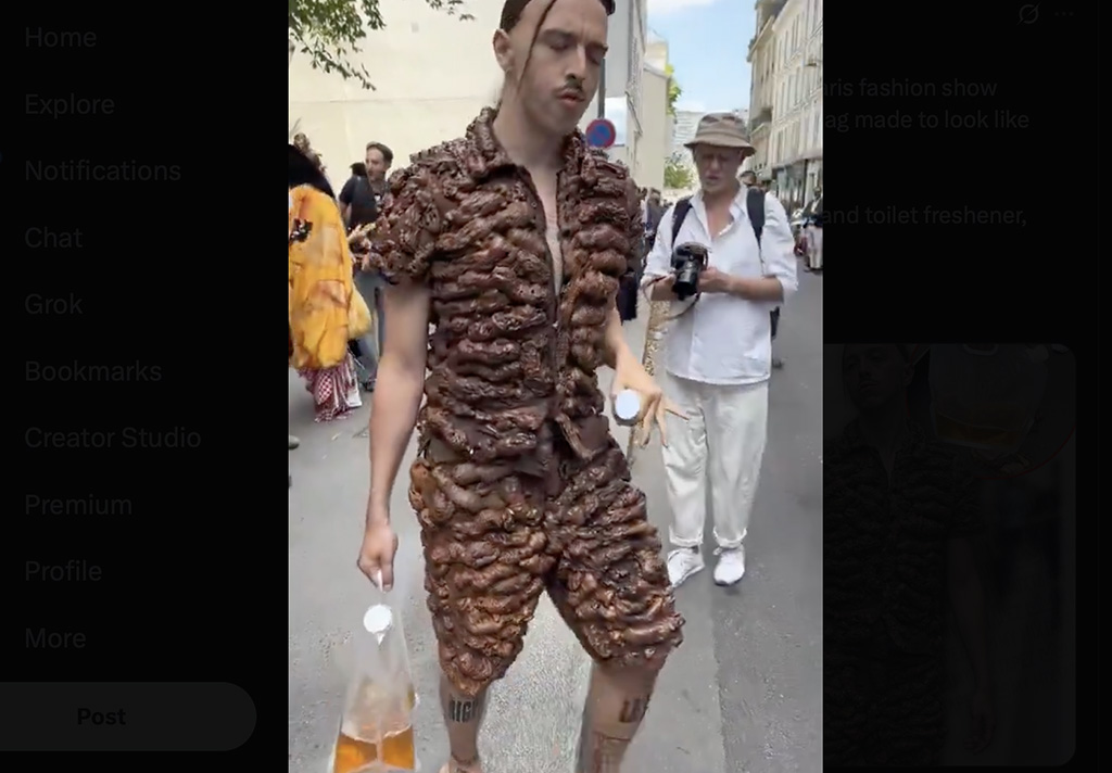 VIDEO: Eesti kunstnik ilmus Pariisi moenädalale kakajunnidega kaetuna