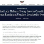 USA esimene leedi Melania Trump kindlustas relvarahu Venemaa ja Ukraina vahel